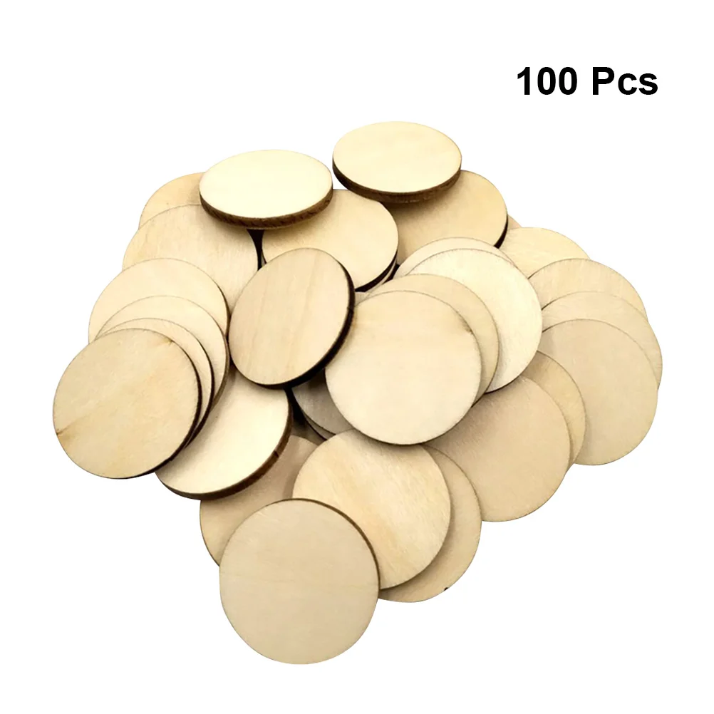 

100Pcs Wooden Pieces Round Shape Cutouts Wood Circle for Crafts Supplies Engraving Decoration