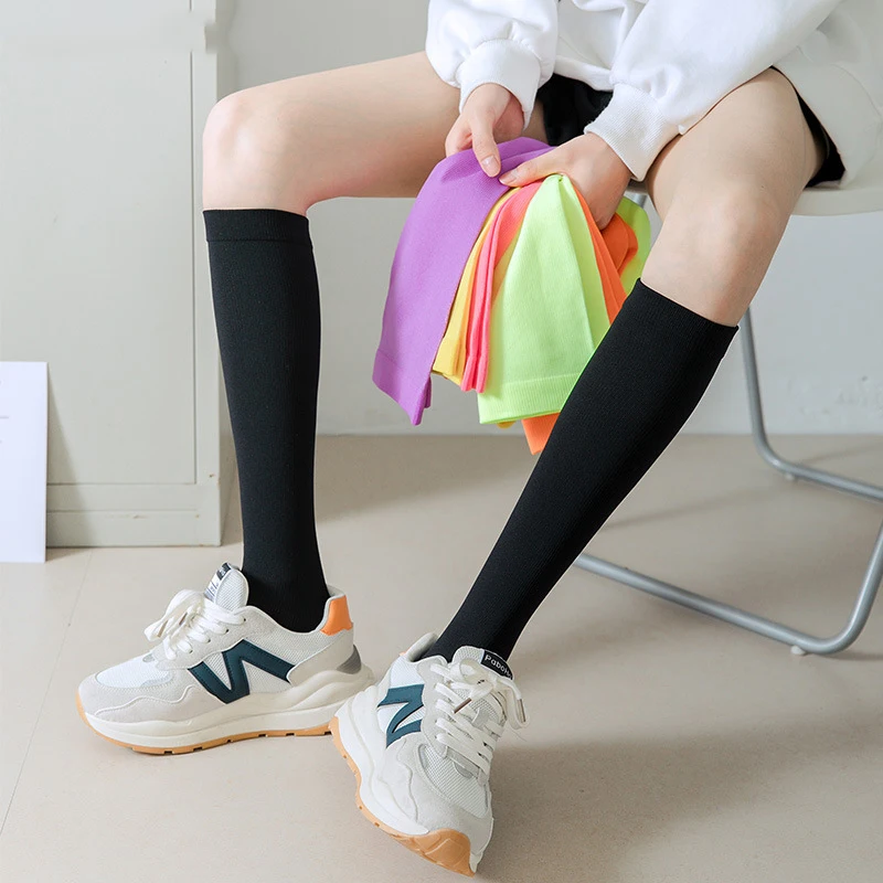 Women's multi-color Compression Socks Candy Color Knee Socks Sports Function Compression Socks mid-calf Socks