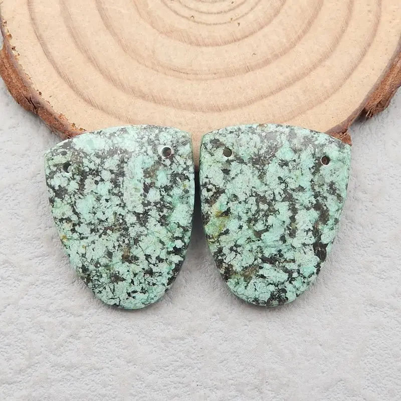 

Natural Stone African Turquoise Gemstone Fashion Double Holes Earring Bead 26x21x4mm 7g