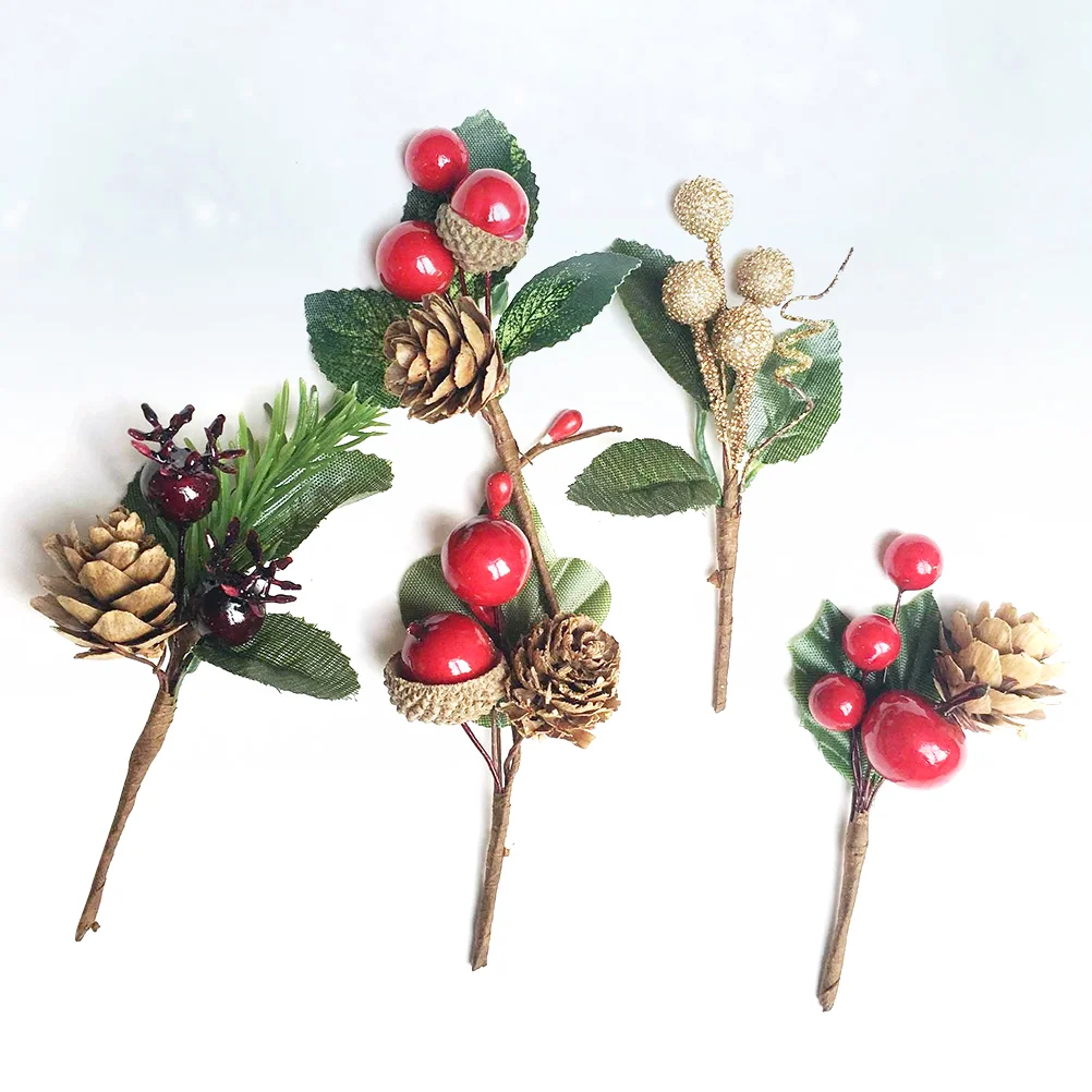 

Berry Christmas Pick Greenery Berries Cones Floral Pine Holly Branch Stem Tree Twig Diy Picks Spray Faux Branches Wreathcrafts