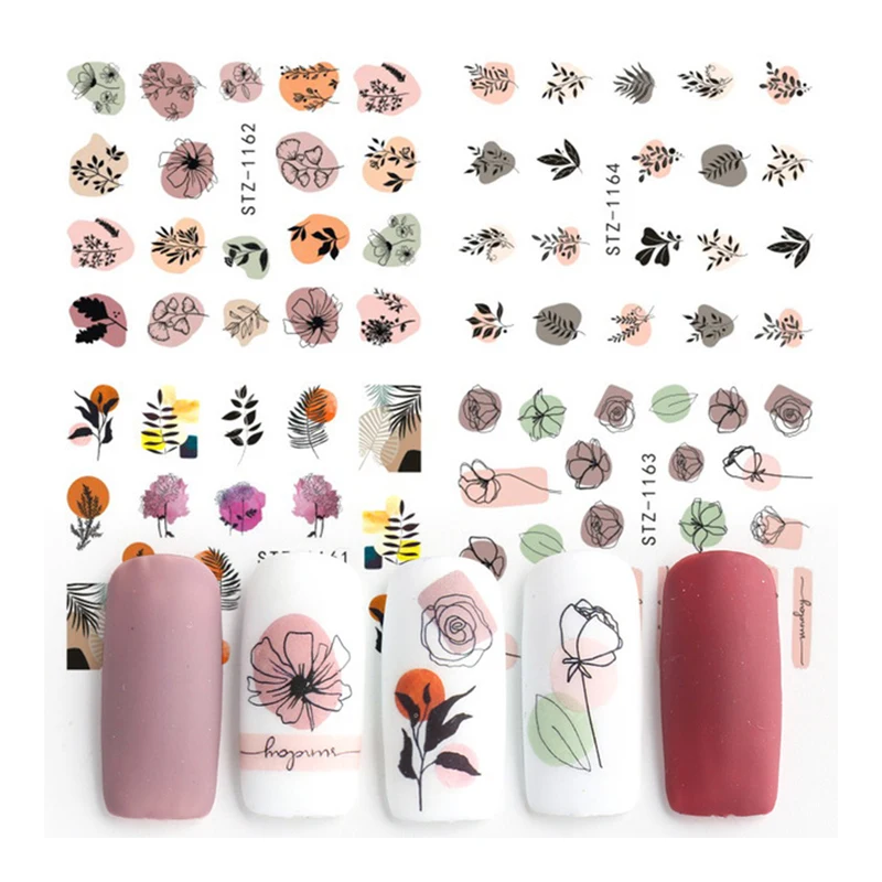 

Sdotter 4Pcs/Set Nail Stickers Water Transfer Summer Dried Flowers Designs Nail Decal Decoration Tips For Beauty Salons