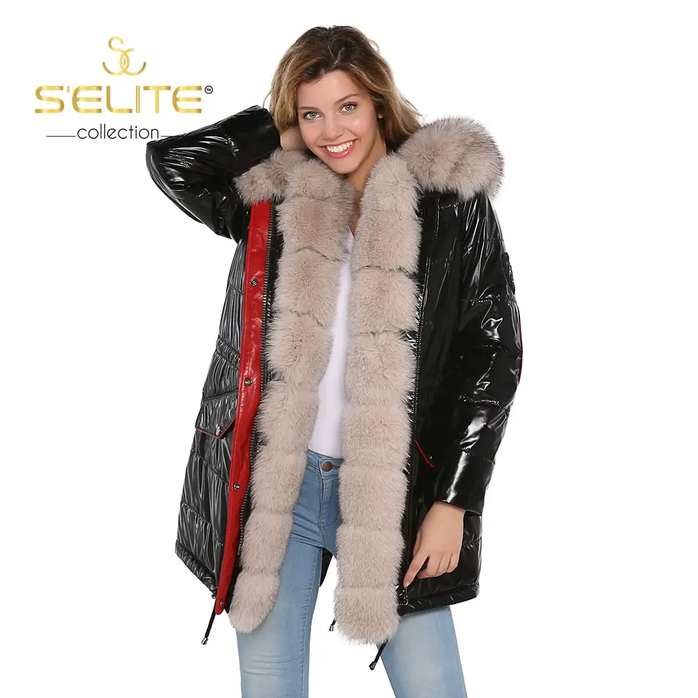 Black red real fur women coat, real fur coat, real fur clothing, fur vest, fur Anorak, real fur Parka