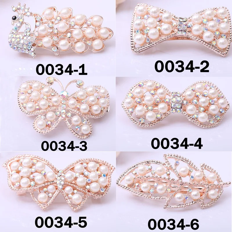 

Rhinestone Pearl Ponytail Spring Clip Bow Knot Korean Hair Accessories Hair Clip
