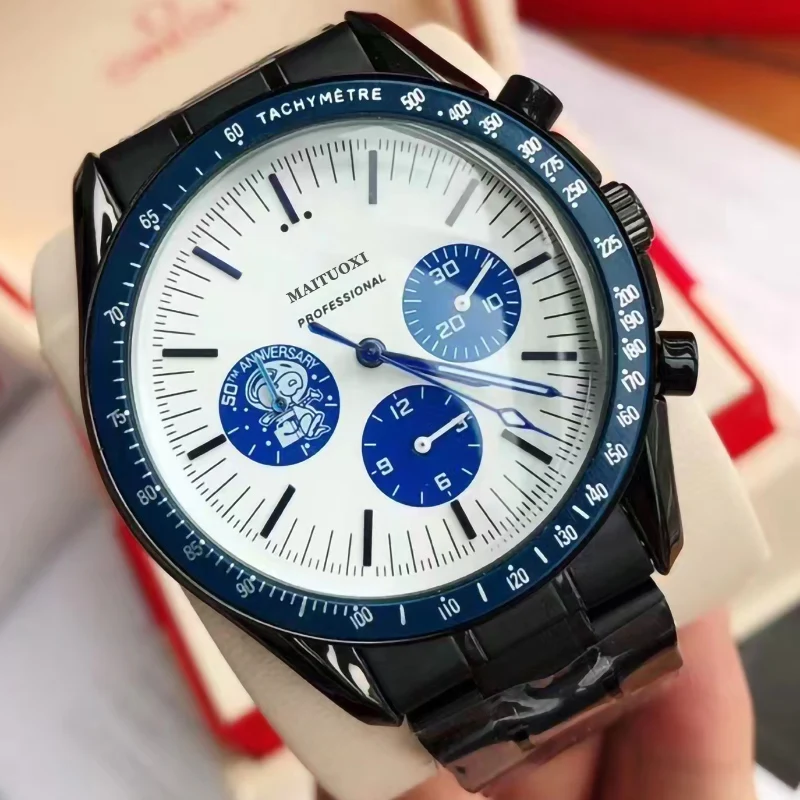 

Мужские Оригинальные Роскошные брендовые кварцевые часы 2023, полнофункциональные часы с хронографом, браслет из нержавеющей стали, наручные часы для мужчин, магнитные часы из сплава