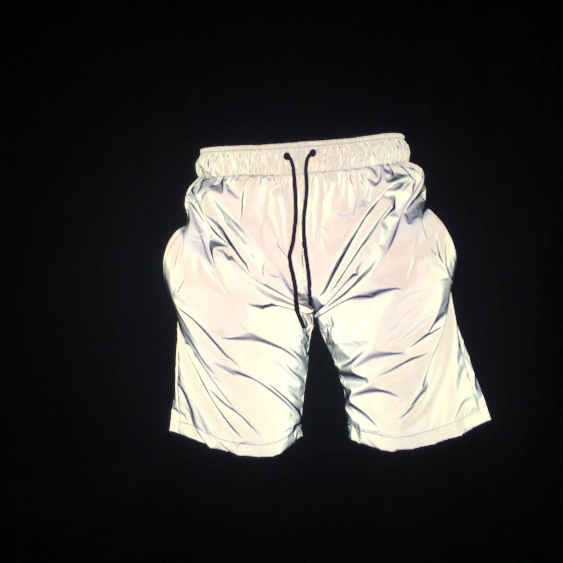 Fashion Holographic Men's Gray Reflective White Shorts Festival Party Psychedelic Shiny Board Shorts