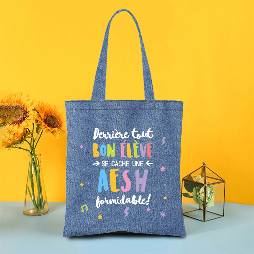 Спасибо за AESH этом году джинсовая сумка на плечо с французским принтом женские