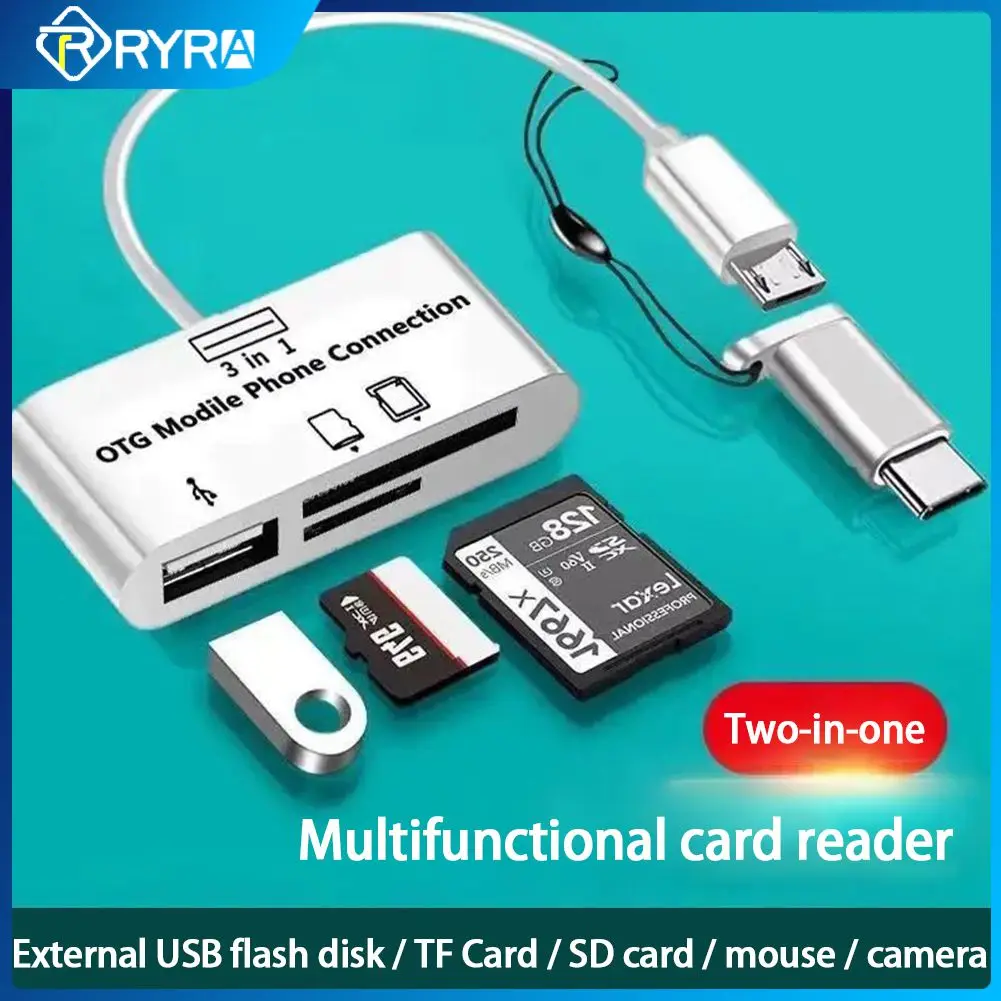 

RYRA Multi-function Card Reader All In One Adapter Support TF SD U Disk Mobile Phone Camera Type-C OTG Expansion Card Readers