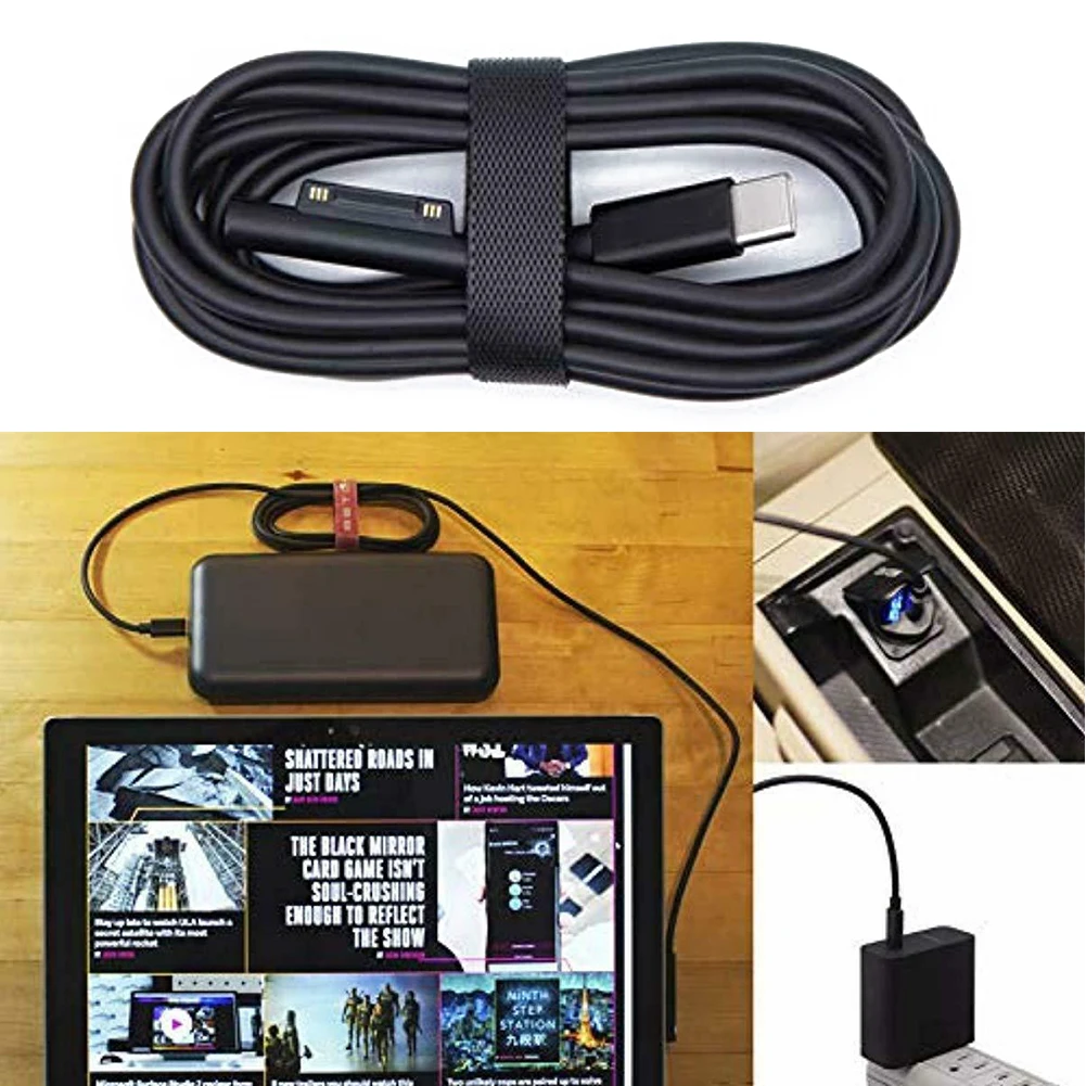

USB-интерфейс, практичный зарядный кабель для компьютера типа C, прочный адаптер, аксессуары, удобное соединение для Surface Pro 3 4