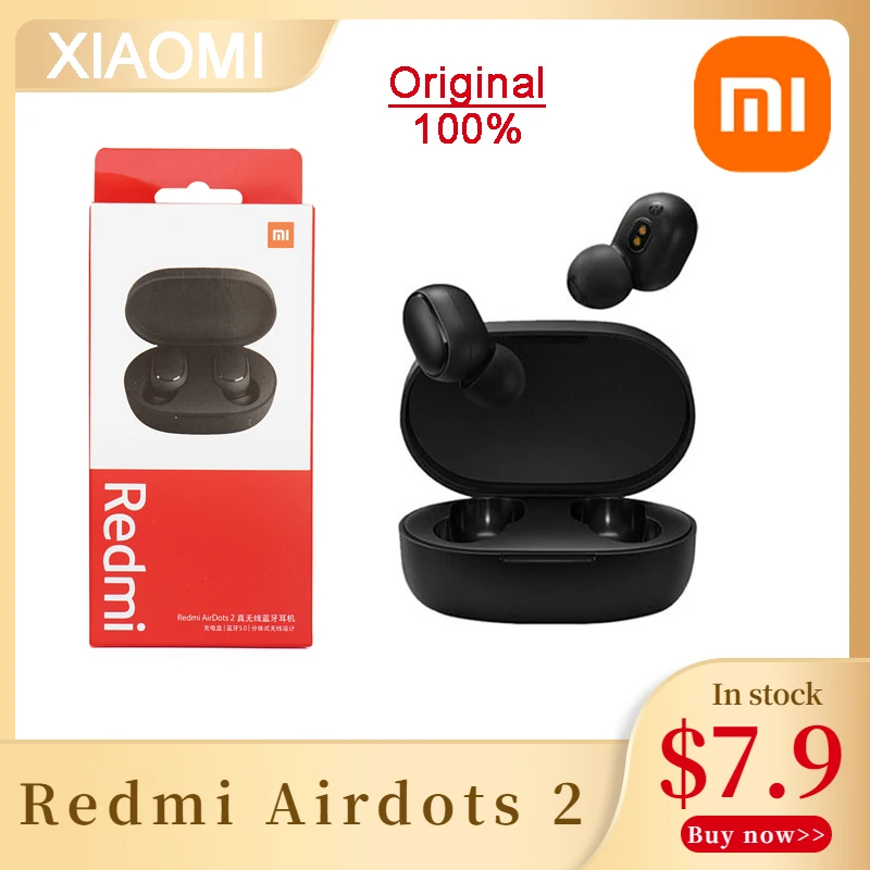 

Беспроводная гарнитура Xiaomi Redmi Airdots 2 TWS Bluetooth 5,0, стереонаушники с басами с микрофоном, наушники Otomatis
