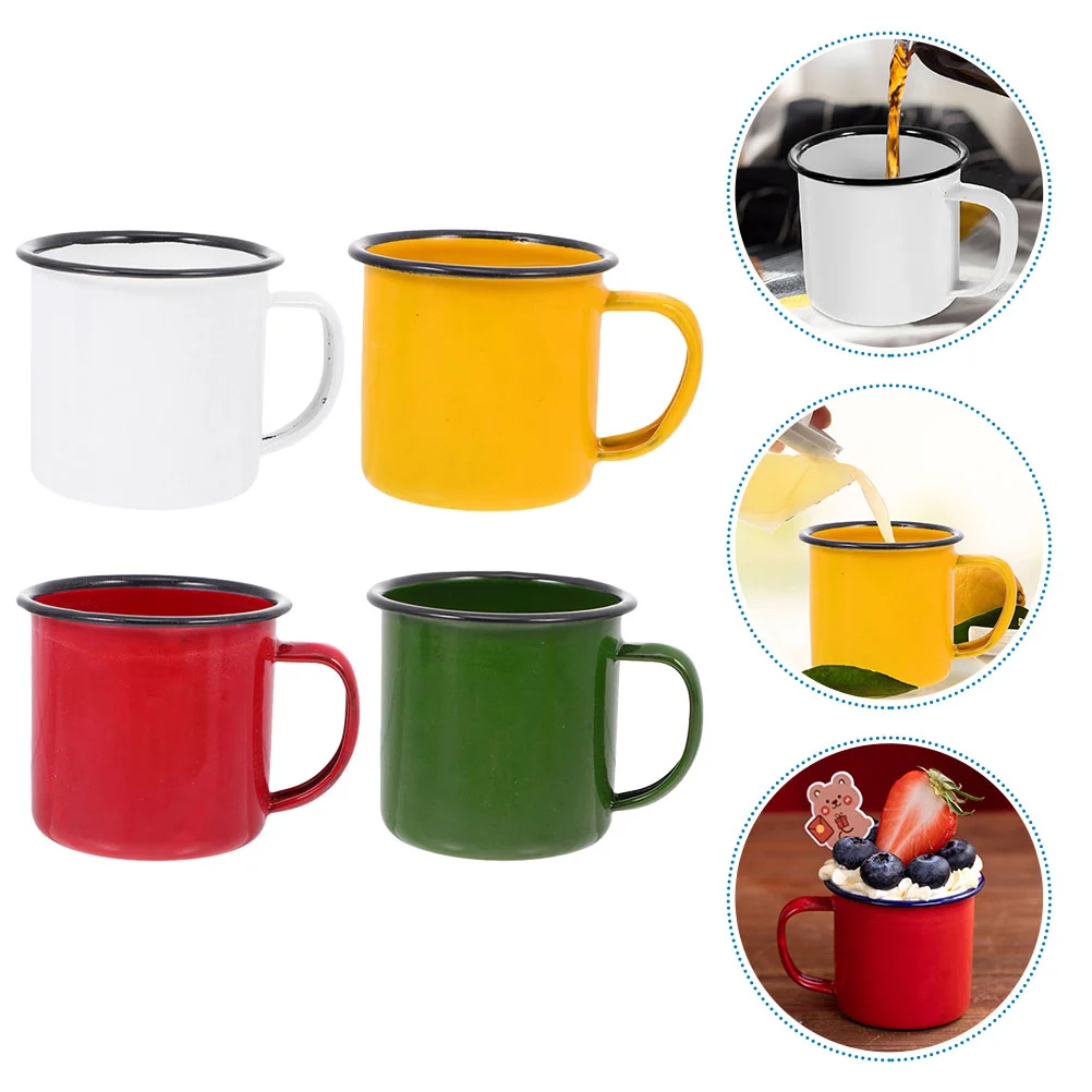 

4 Pcs Enamel Mug For Travel Coffee Tea Vintage Style Cup Mugs Retro Old Cups 6cm