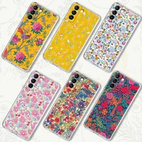 flowers betsy theodora wiltshire transparent case for samsung galaxy s22 s21 s20 fe s 22 ultra s10e s9 plus 5g phone cover coque