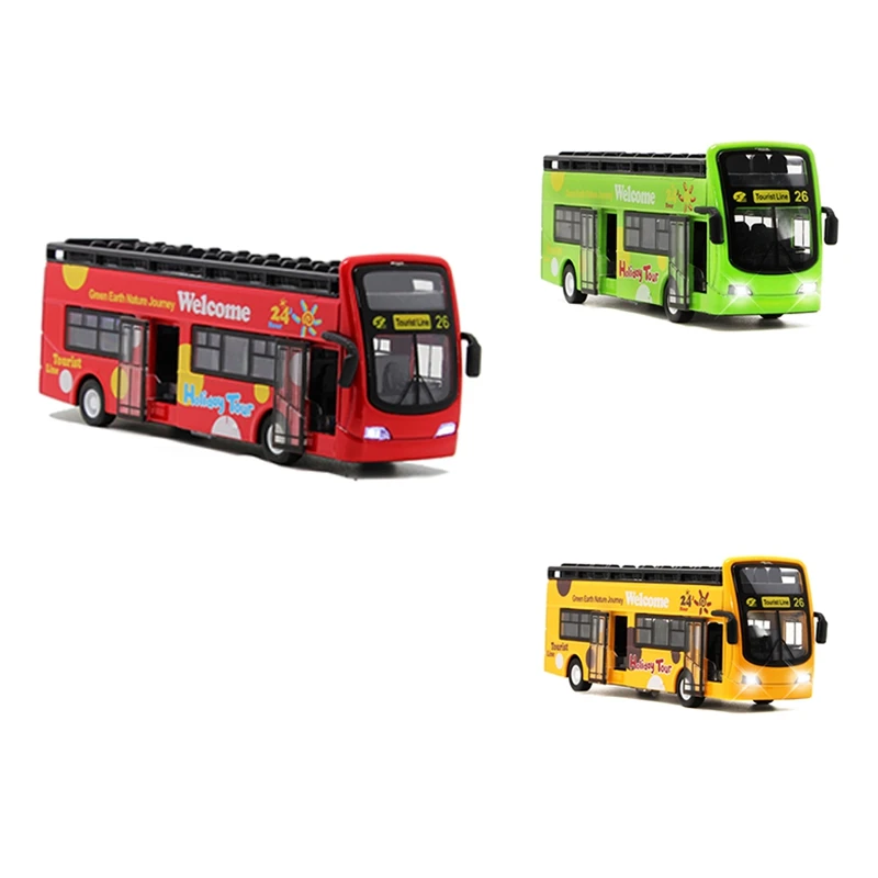 

1:32 Scale Diecast Metal Shuttle Bus Model Boys Gift Alloy Toy With Openable Doors/Music/Light/Pull Back Function