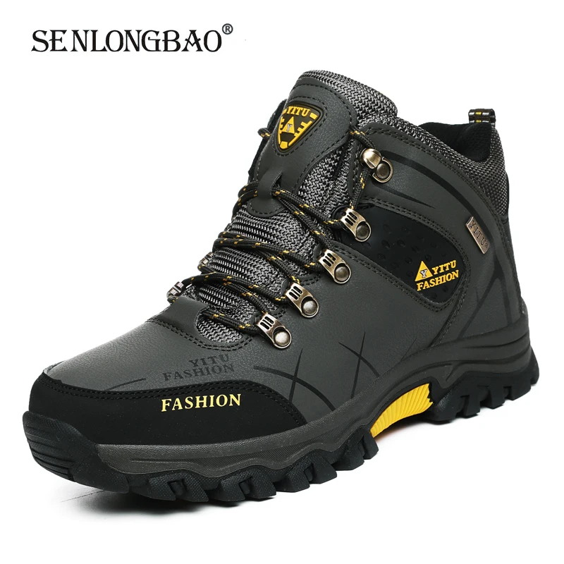 

Men's Big Size Autumn Winter Leather Waterproof Non-slipHiking Shoes Men's Sports Leisure Comfort Outdoor Work Fleece Snow Boots