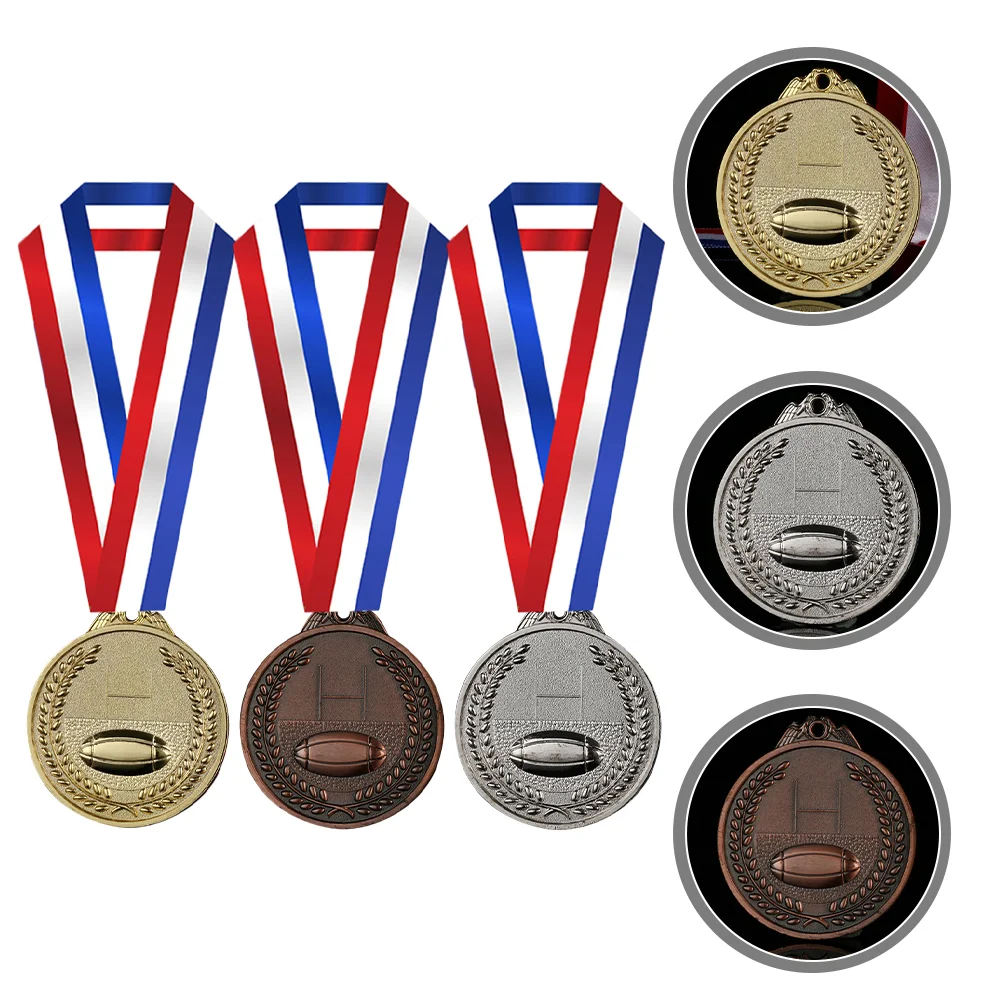 

3 Pcs Soccer Medals Kids Competition Contest Reward Decor Prize Awards Adults Alloy Children