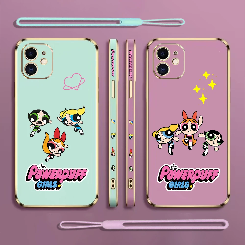 

Powerpuffs Girlss Phone Case For Xiaomi Redmi Note 9 10 Pro 10S 9A 9AT 9i 9C 9CNFC 4G 5G Cases Soft Silicone Glossy Plated Cover