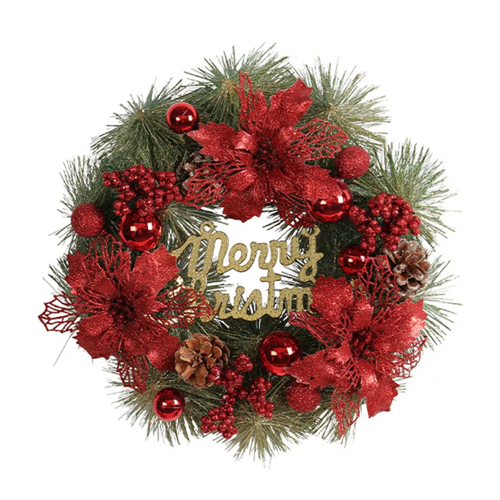 

Christmas Wreath Door Hanging Christmas Flower Pinecone Artificial Garland For Front Door Pendnat Garland Merry Christmas Decor