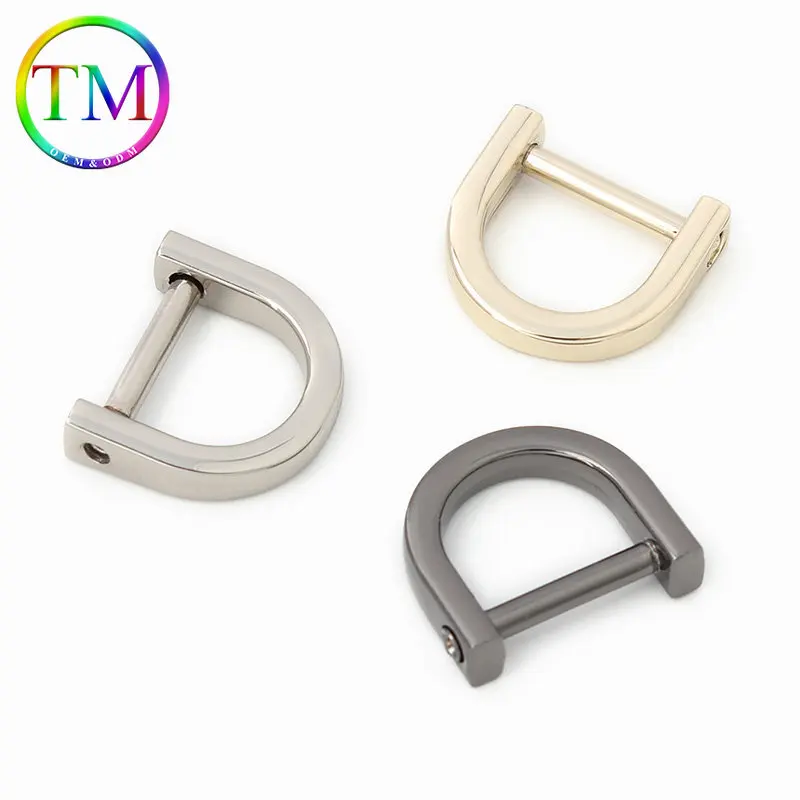 10/50Pcs 16mm Wholesale High Quality Metal Screw D Ring Buckle Bag Belt Hardware Accessories Detachable Bag Connector Clasps