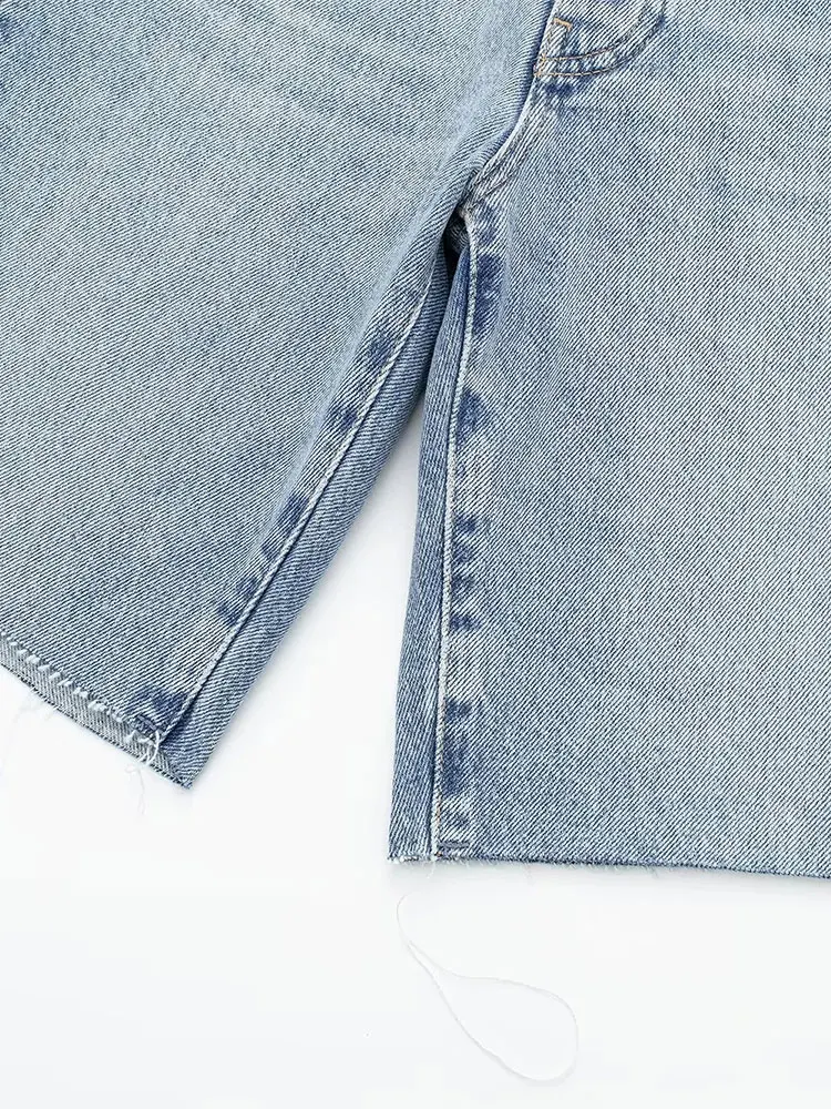 Nlzgmsj TRAF 2023 Women Spring Denim Shorts Casual Solid Buttons Pockets High Waist Female Elegant Street Shorts Clothing