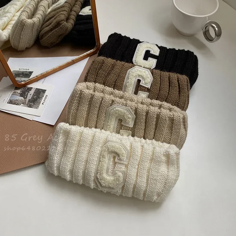 

New Senior Letter Wide Edge Knitted Headband for Women Autumn Winter Ins Fashion Sports Head Headband Haar Accessoires Women