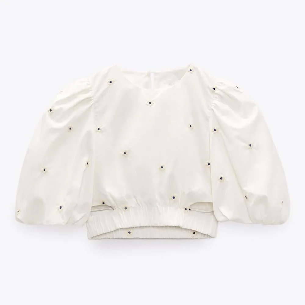 

Женская короткая рубашка DiYiG, белая блуза из поплина с вышивкой и открытой спиной, весна-лето 2022