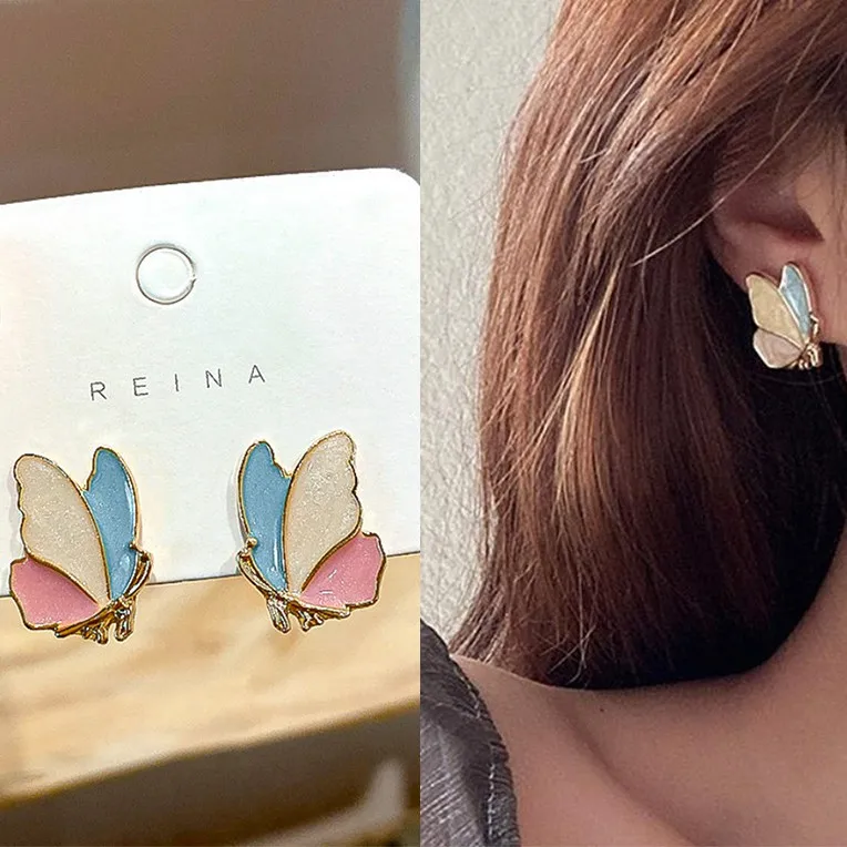 

Dincior Ins Girl Enamel Colorful Butterfly Earrings New