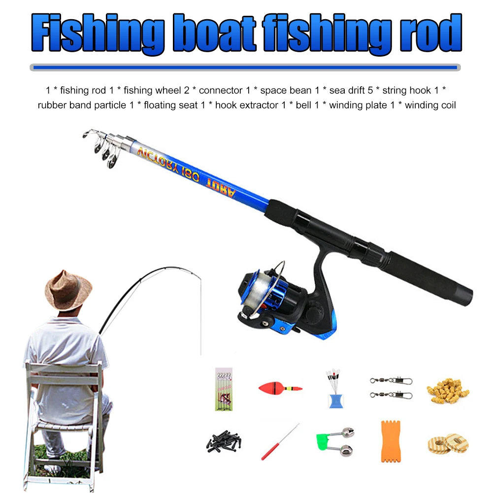 

Spinning Fishing Rod Combo Lure Fishing Rod Portable Travel Sea Fishing Tackle Pole with Hooks Reel Float Full Kits for Beginner