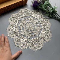 28 cm ivory hollow out flower lace applique trim for sofa curtain towel bed cover trimmings home textiles cloth polyester mesh