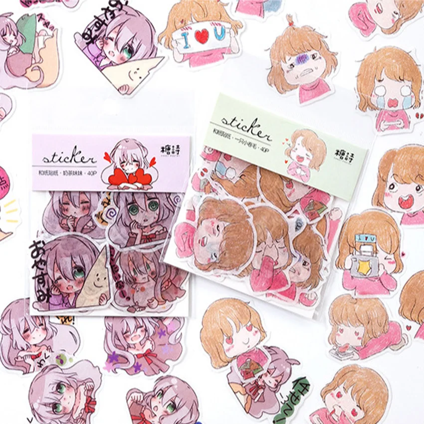

15pack/lot Cartoon Kawaii Girl sticker Pack Lable Stickers Scrapbooking Self-adhesive Stickers DIY Decoration Diary Stickers