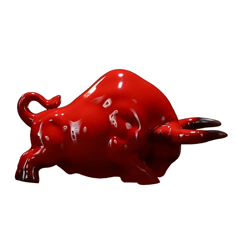 

Bull Ox Ceramic Wall Street Zodiacstatue Cattle Year New Miniature Ornament Sculpture Figurine Fengshui Figurines Brass Wealth