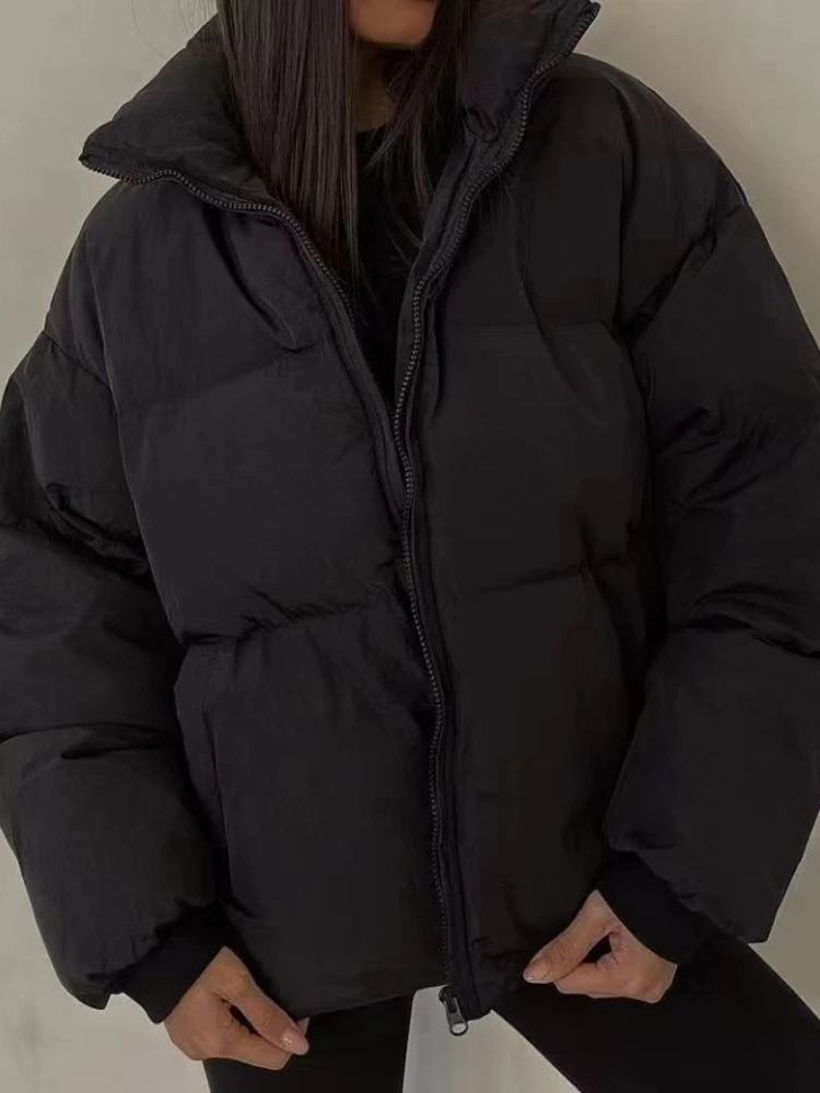 Winter Coat for Women Fashion Zipper Solid Warm Puffer Thick Jacket 2022 Autumn Female Casual Loose Bubble Down Jackets Outwear