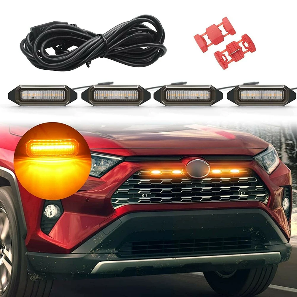 

4Pcs Front Smoke Lens LED Grille Light White Light Set For Toyota RAV4 2019-2022 Amber Light Front Grille Lights With Harness Ca