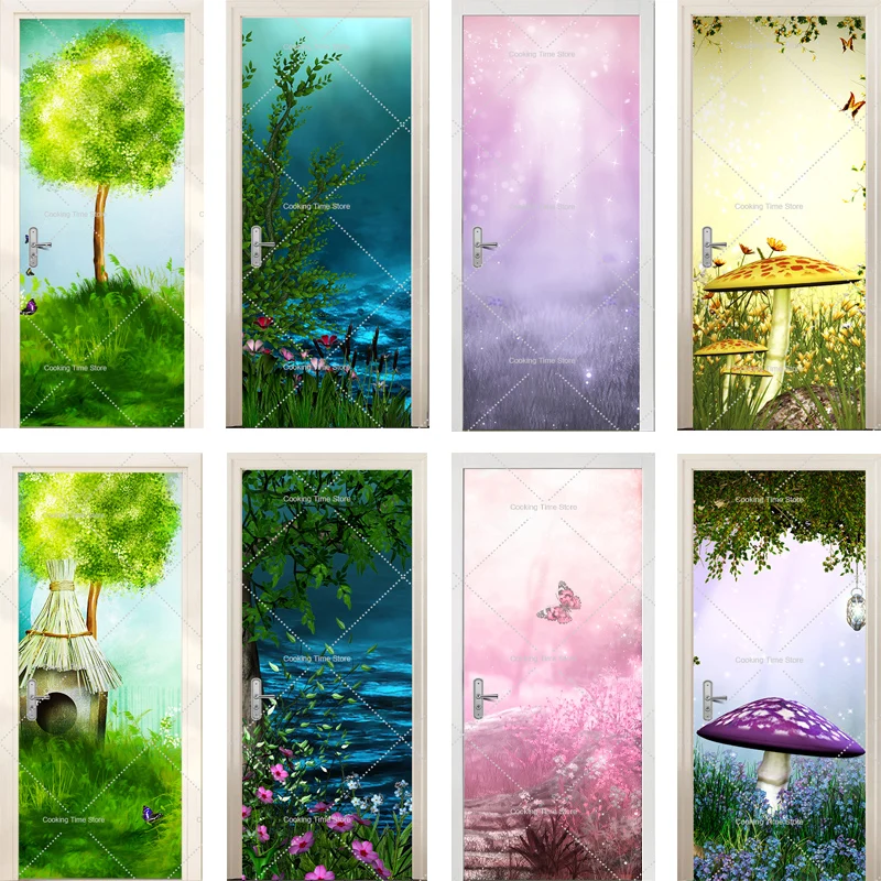 Самоклеящаяся настенная 3D наклейка на дверь украшение для дома ванной Фреска со