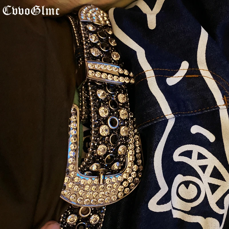 

Ремень Goth Dark с шипами, роскошный ковбойский пояс в западном стиле, с бриллиантами, для мужчин и женщин