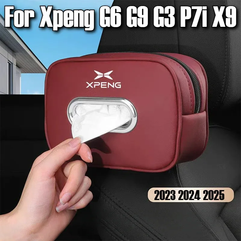 Фото Автомобильные аксессуары для Xpeng G6 G9 G3 P7i X9, салон автомобиля, спинка сиденья, сумка для хранения салфеток, органайзер для туалетной бумаги 2023 2024 2025 №1