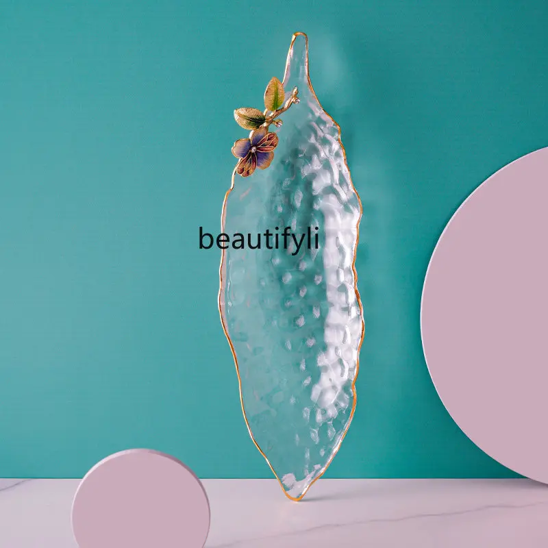 

Creative Table Top Glass Saucer Small Plate Fruit Dish Enamel Craft Fruit Plate home decoration accessories home accessories