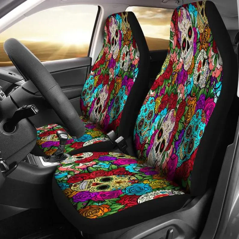 

Sugar Skull, Bones, Crossbones, Zombies, Walking Dead-Car Seat Covers, Car Accessories, Gift for Him, Custom Seat Covers, Custom