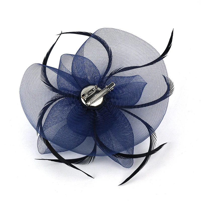 

New Fashion Hair Clip Veil Lace Feathers Flower Bow Headwear Small Mini Top Hat Wedding Cocktail Tea Party Women Accessories