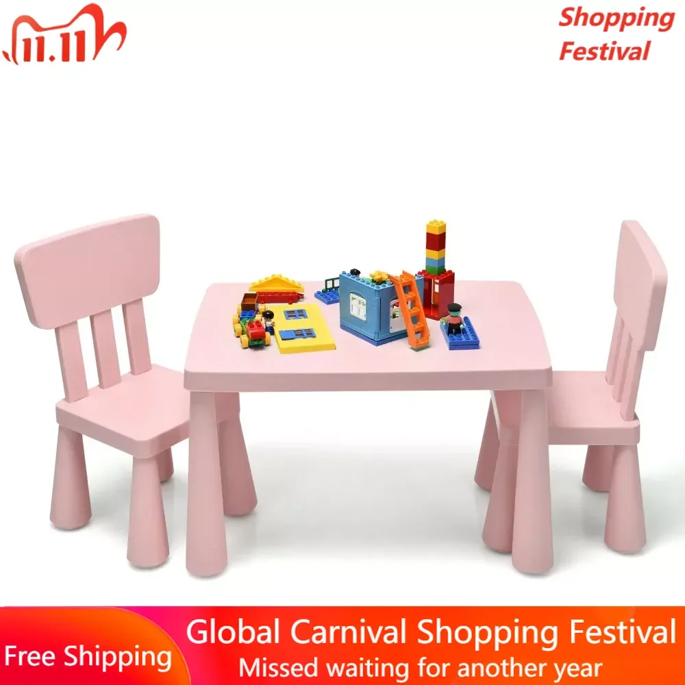 

Kids Desk and Chair Set Toddler Activity Play Dining Study Desk Kids Table & 2 Chairs Set Baby Gift Pink Free Shipping Furniture