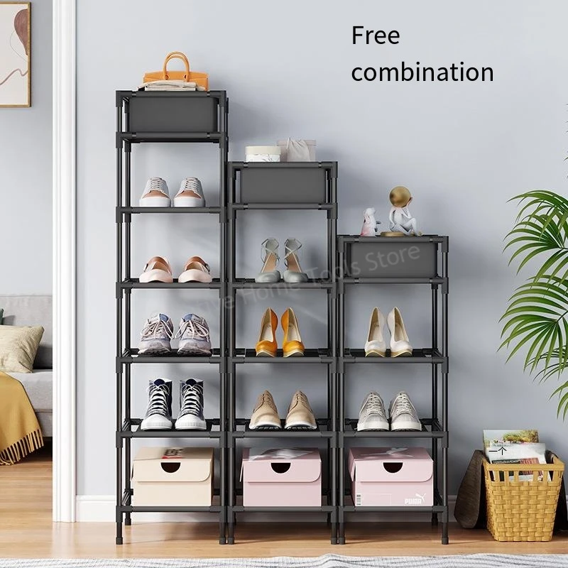 

Simple Shoe Rack Multi-Layer Storage Cabinet Corner Dustproof Shoes Hanger Dormitory Living Room Stackable Shelf Wardrobe