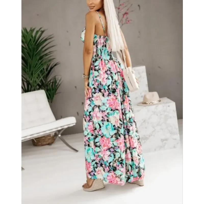 Летнее женское Повседневное платье без рукавов с цветочным принтом в морском