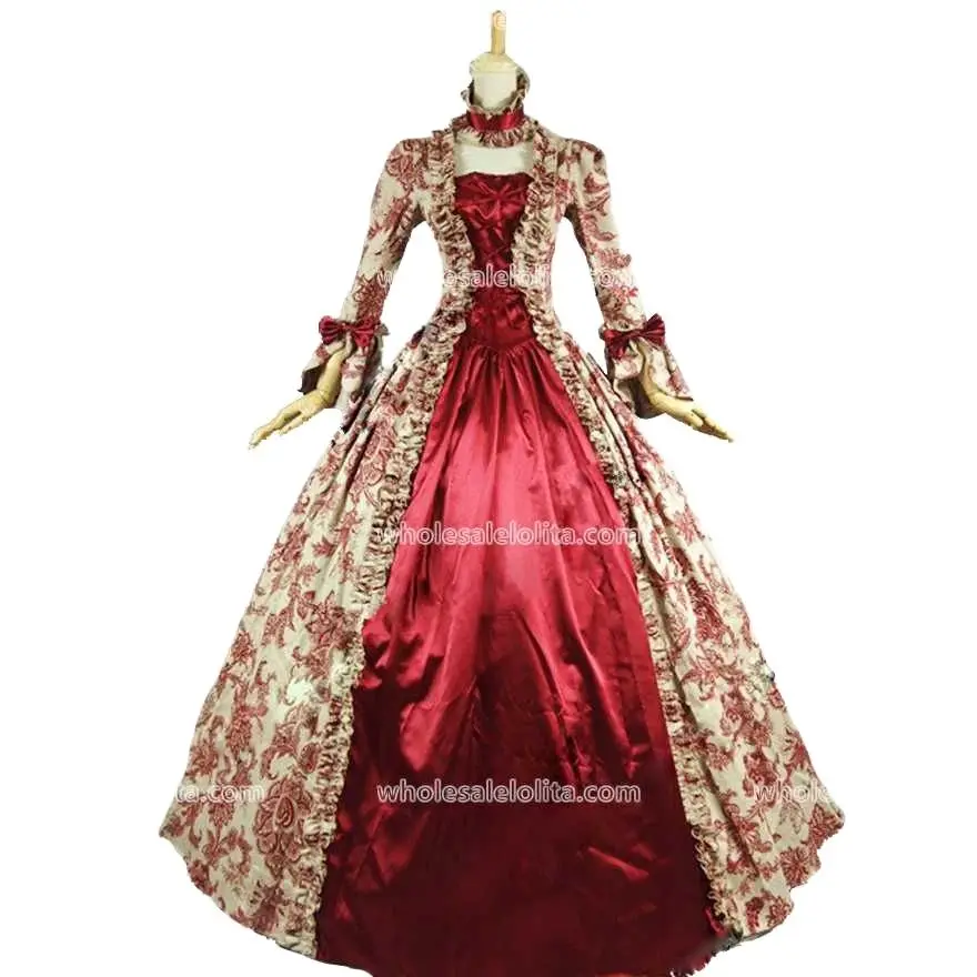 

Best Seller Vintage Print Dress 18th Century Marie Antoinette Dress Ball Gown Reenactment Theatre Clothing Costume
