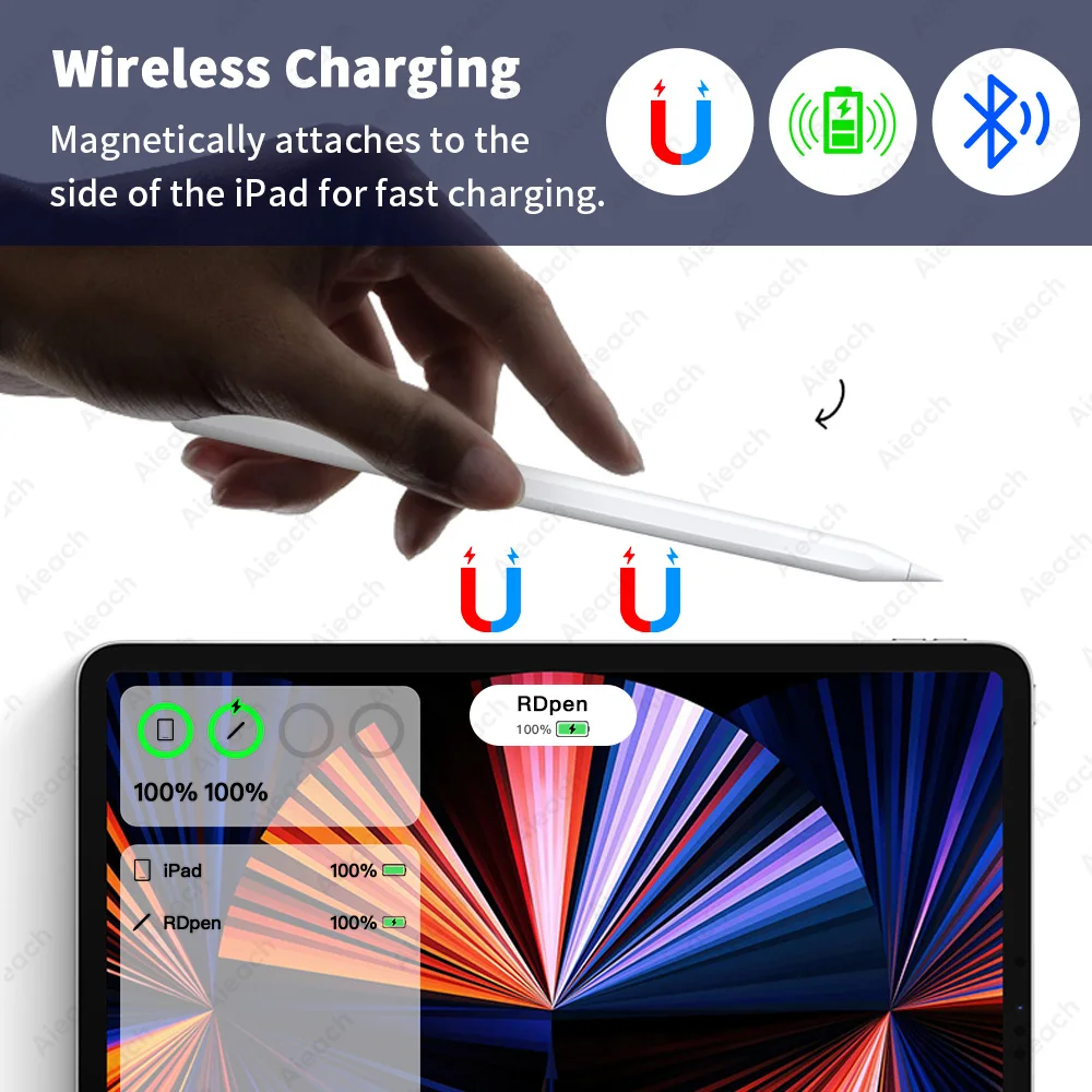 Фото Aieach iPad Pro ручка с беспроводной зарядкой, стилус для iPad ручка для рисования Apple Pencil 2 1 для iPad Air 4 5 Pro 11 12 9 mini 6 №2