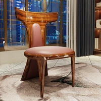 modern new chinese black gold wood solid wood dining chair dining stool chair zen simple restaurant household furniture