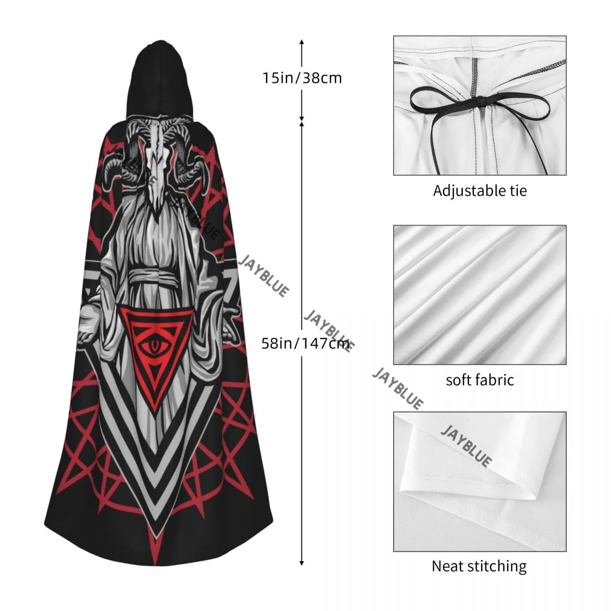 Плащ с капюшоном унисекс плащ винтажный Бафомета демона козла накидка ведьмы