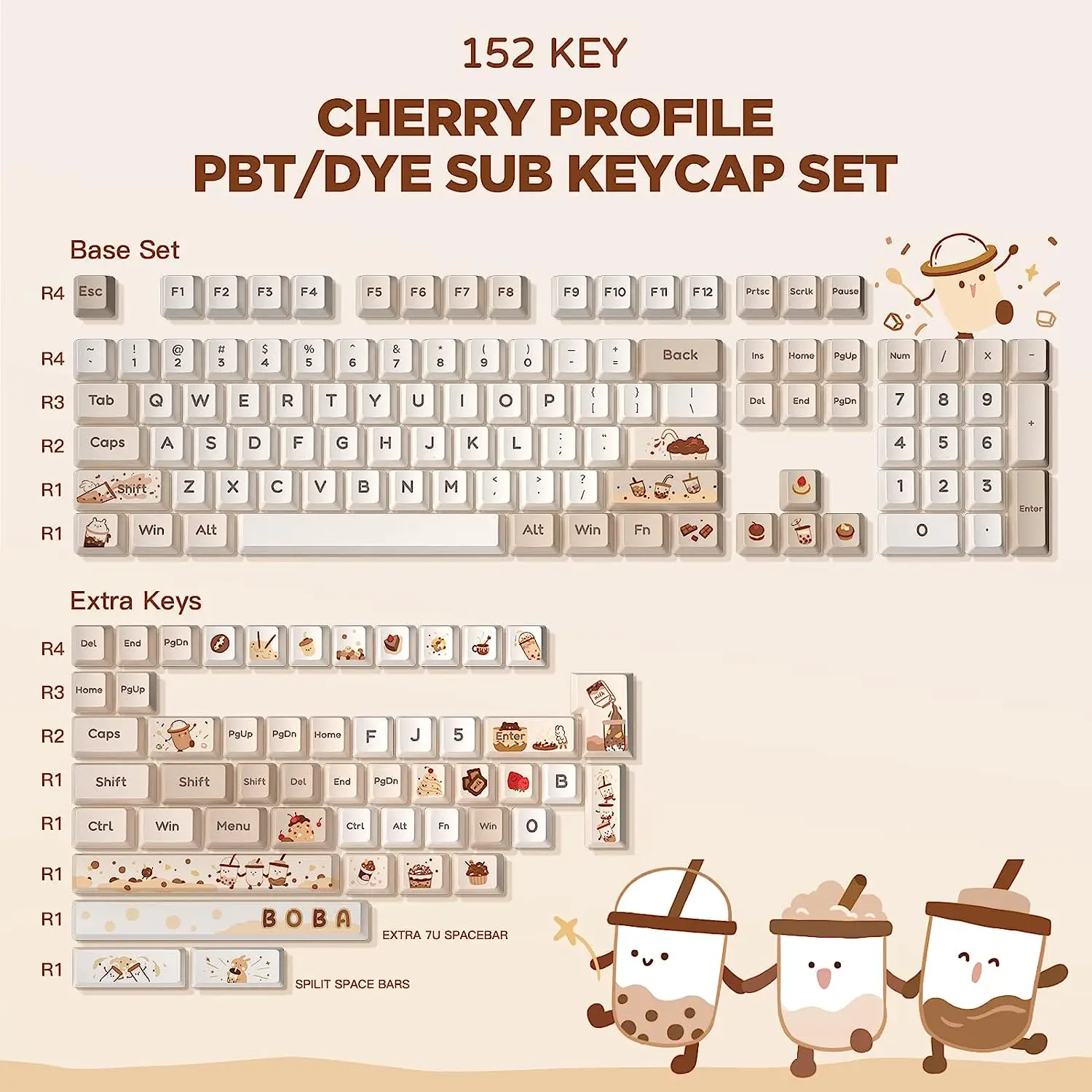 

YUNZII Boba 154 полностью клавишная краска Сублимация PBT пользовательские колпачки клавиш с вытяжным ключом для Cherry Gateron MX переключатели механическая клавиатура