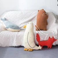 5080cm bearfoxwhaleseabird stuffed plush toys soft forest ocean animal plush pillows dolls home decor kawaii kids girls gif