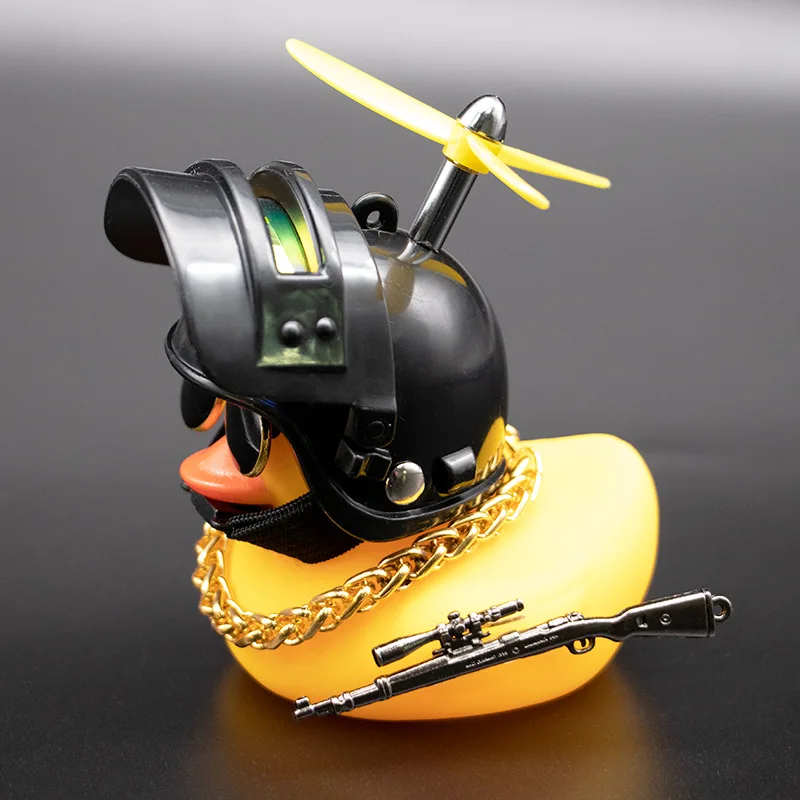 

Car Accessories Yellow Duck with Helmet for Interior Decoration Bike Motor Cycling Accessories Without Lights