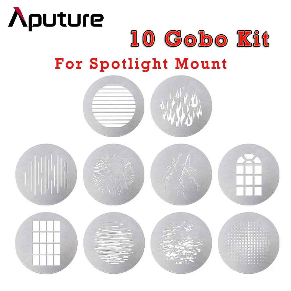 

Aputure 10 Gobo Kit Photography Fill Light Projection Projection Film for Spotlight Mount Aputure 300d 300x