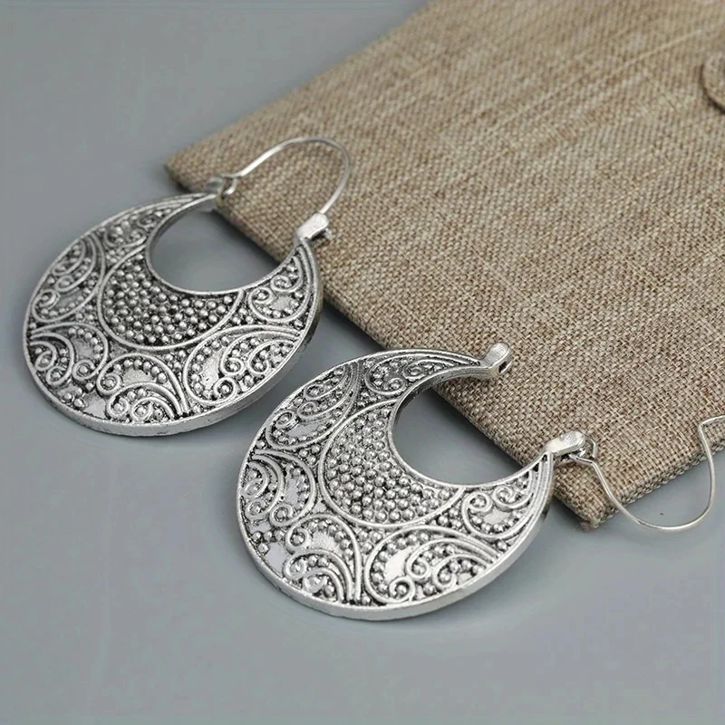 Винтажные женские серьги-подвески серебряного цвета в стиле бохо