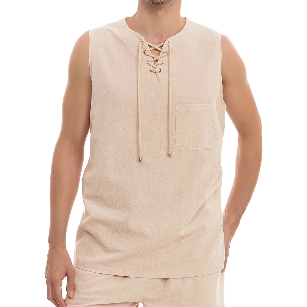 Повседневная хлопковая майка для мужчин конопляная устойчивая однотонная с